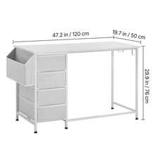 Computer Desk With Fabric Drawers, 47 Inch Reversible Study Work Writing Desk For Modern Home Office Bedroom, Simple Cute PC Table Metal Frame Business Furniture, White - 47-inch with Drawers (4 drawers) - 查看 10