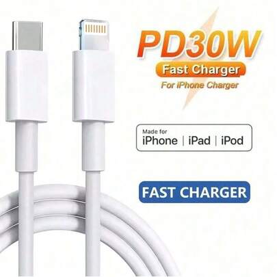 30W PD USB C 转 Lightning 3.3 英尺/6.6 英尺快速充电线，兼容 Apple 14/13/12/11/XR/Xs Max/8/7 Plus/SE/iPod 充电器配件 Nan MFi 认证