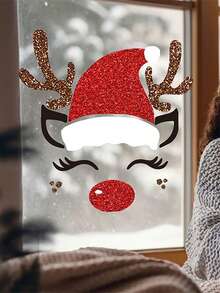 一套可爱的毛毡圣诞老人、雪人、驯鹿卡通门窗贴纸，可移除雪人贴花，生日、毕业、家居装饰、圣诞装饰、房间装饰、冬季圣诞装饰、圣诞家居礼物、圣诞装饰的最佳礼物