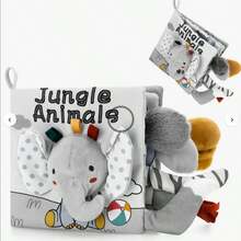 Soft Baby Books High Contrast Baby Toy, Touch And Feel Crinkle Cloth Book Infant Tummy Time Educational Toy With Fabrics, Includes Tail And Sound, Christmas Baby Shower Gift For Newborn Boys And Girls - Multicolor - View 1