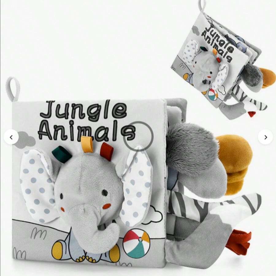 Soft Baby Books High Contrast Baby Toy, Touch And Feel Crinkle Cloth Book Infant Tummy Time Educational Toy With Fabrics, Includes Tail And Sound, Christmas Baby Shower Gift For Newborn Boys And Girls - Multicolor - View 1