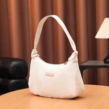 New Fashion Versatile Litchi Grain One Shoulder Bag, Baguette Bag, Classic Design, Niche Versatile Suitable For Travel, Shopping, Commuting - White - View 4