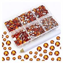4500PCS Resin Flatback Rhinestone, 2mm 3mm 4mm 5mm 6mm Orange Flatback Rhinestones For Tumblers, Nails Art, Mugs, Bottles, Craft Dration, Loose Bling Glitter Gem Stone - 多色123 - 查看 1