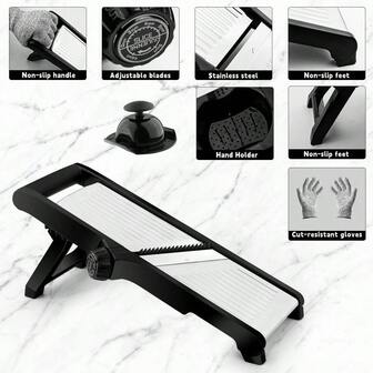 Mandoline Slicer, Adjustable Mandoline Slicer For Kitchen, Stainless Steel Mandolin Vegetable Chopper For Potato,...