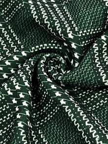 Chân váy xếp ly phong cách Pháp cổ điển thường ngày cỡ lớn EARO dành cho nữ, chân váy kẻ sọc lưng cao co giãn ôm vừa vặn, chân váy công sở OL dáng rộng thanh lịch cho mùa xuân thu - Màu xanh lá cây đậm - Xem 3