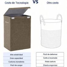 100L extra grande capacidad marrón cesta de lavandería plegable tributileno capa impermeable cesta de almacenamiento de ropa para el hogar - marrón - Ver 3