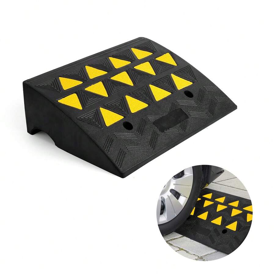 Rubber Threshold Ramp, Heavy Duty Threshold Ramps, Rubber Driveway Ramps With Cable Cover, Car Driveway Curb Ramp For Wheelchairs Cars Vehicles Loading Dock Garage Sidewalk