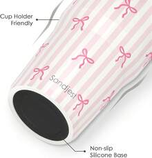 Pink Bow Stainless Steel Straw Lid Tumbler 30oz With Carry Handle For Women Girls, Insulated Travel Coffee Cup, Gift For Sports Outdoor Workout Christmas Birthday - 弓 1 - 查看 3