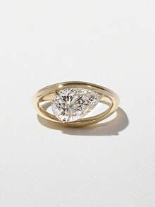 1枚经典镂空水滴形锆石925纯银戒指，完美适用于舞会、派对及其他场合，精致珠宝礼品，女士之选。