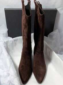 Fall/Winter Fashionable 2025 Western Pointed Toe Suede Over-The-Knee Tall Boots For Women,Cowboy Boots - Brown - View 3