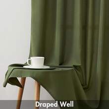 White Privacy Sheer Curtains 84 Inch, Light Filtering 2 Panels Set - Olive Green - View 11