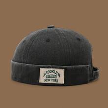 1pc Men's BROOKLYN 1631 Fashion Distressed Simple Versatile Newsboy Cap, Casual Personalized Washed Flat Cap Suitable For Street & Daily Wear