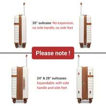 PP Hardshell Luggage 20 24 28 Inch Carry On Cabin Suitcase Expandable TSA Lock 360 Spinner Wheels Lightweight 3 Piece Set Check In Travel Holiday - Milky - View 4
