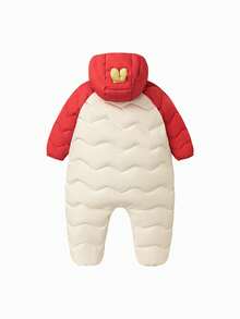 mini bala Infant Down Romper, Triple-Proof Warm Snowsuit, Belly Protection, 2025 Winter - Red - View 5