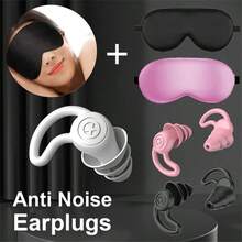1 par de tapones para los oídos a prueba de ruido, tapones para los oídos insonorizados para dormir, trabajar, nadar - Tinta negra - Ver 1