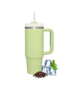 40oz - Stainless Steel Vacuum Insulated Cup With Lid And Straw, Suitable For Water, Smoothies, Etc., Reusable Double-Wall Travel Coffee Cup For Iced Tea Or Coffee, Durable Powder-Coated Water Bottle, Green - Green - View 3