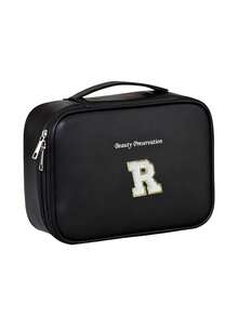 Large Capacity Travel Makeup Bag, Waterproof Leather Organizer Bag, Lettered (A-Z), Multi-Functional Cosmetic Organizer Bag, Zippered Toiletry Bag, Suitable For Makeup Brushes, Lipsticks, Foundation, Serums, Essential Oils, Eyeshadow Palettes, Etc. Ideal For Autumn And Bedroom Decoration. - Multicolor - View 36