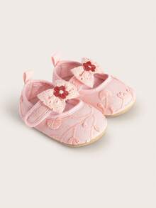 Infant Shoes For Female Babies With Soft Soles, Spring And Autumn Style, Princess Shoes, Pure Cotton Cloth Shoes, Anti Slip, 6-8-12 Months, One Year Old - Baby Pink - View 2