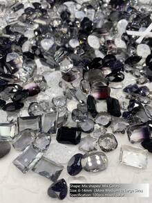 指甲饰品 美甲用品 深色美甲 黑色美甲宝石 透明水钻，透明指甲钻 指甲 DIY 美甲 黑白指甲 30/50/100 件 指甲尖底部钻石 多色混合包装 - 黑色 - 查看 10