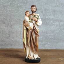 BC Catholic St. Joseph And Child Jesus Statue Catholic Saint Figure Religious Gift For Father's Day Inspirational Indoor Home Decor 6 Inches H Hand Painted By Buildclassic - 6吋高 - 查看 2