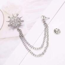 1 Peça Broche de Pino de Estrela Pentagrama de Corrente de Metal de Duas Camadas com Strass, Adequado para Uso durante o Ramadã no Oriente Médio, Decoração de Camisa de Terno Empresarial para Banquete, Festa, Casamento, Formatura, Ocasiões Formais, Presente de Aniversário