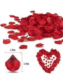 1/1000 Pieces Of Red Simulated Rose Petals, Rose Petals, Artificial Red Rose Petals, Romantic Handmade Flowers, Suitable For Wedding Party Room Decoration, Home Decoration, Birthday Decoration, Dining Table Center Decoration, Bedroom Decoration, Bathroom Decoration, As Well As Romantic Wedding And Valentine's Day Gift Decoration - Multicolor - View 4