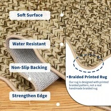 Simple Kitchen Modern Home Decor Area Rug Soft Non Slip Stain Resistant Carpet Thin Non Shedding Printed Floorcover Low Pile Bordered Entrance Runner Rug Washable Easy To Clean Mat Throw Rug For Laundry Living Room Hallway Bathroom Bedroom Dinning Room - 米黃色 - 查看 5