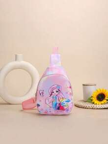 1pc Nylon Zipper Closure Fashion Cute Cartoon Mermaid Unicorn Mini Chest Bag, Niche Design Adjustable Shoulder Strap Change Lipstick Crossbody Bag Suitable For Daily Use, Bag, Suitable For Teenagers Shopping, Commuting, Daily Use, Give As A Gift - Cartoon Chest Bag - View 7