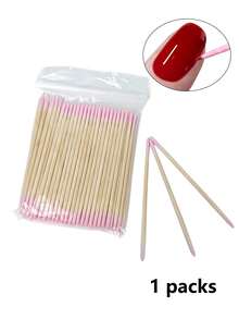 About 100pieces Of Pink Nail Polish Wipe Sticks, Nail Polish Cleaning Sticks, Double-Pointed Eyebrow Tattoo Makeup Tools Wipe Wooden Sticks, 1/2/3/4/5/10/20pack Packaging, Nail Art Supplies, Nail Art Tools, Very Suitable For Nail Art Supplies, Nail Art Tools, Manicure, Back To School Manicure And Press-On Manicure