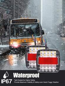 2pcs LED Square Pickup LED Taillight 12V 3-Colour Yellow/Red/White Trailer 20LED Taillights, Truck Brake Lights, Signal Lights For RV, Car, Pickup - Multicolor - View 4