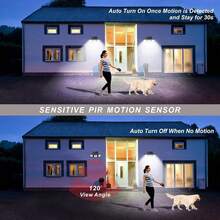 1/2/4 Pack LED Motion Sensor Solar Lights Waterproof Security Lamp, Solar Lights Outdoor, 74 LED 3000LM LED Solar Motion Sensor Lights; 3 Adjustable Heads, 270°Wide Angle Illumination, IP65 Waterproof 6500K Solar Powered Security Flood Light For Garage Yard Patio - màu đen - Xem 8