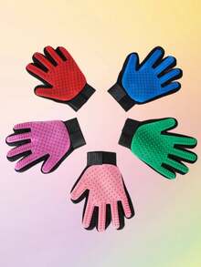 Random Pet Deshedding Glove, Cat Grooming Brush, Pet Massage Glove, Cat Bathing Grooming Glove, Gentle Fur Removal Brush, Suitable For Dogs And Cats, Massage Stimulates Circulation, Easy To Use And Clean - Multicolor - View 9