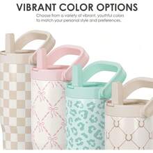 Pink Bow Stainless Steel Straw Lid Tumbler 30oz With Carry Handle For Women Girls, Insulated Travel Coffee Cup, Gift For Sports Outdoor Workout Christmas Birthday - 弓3 - 查看 4