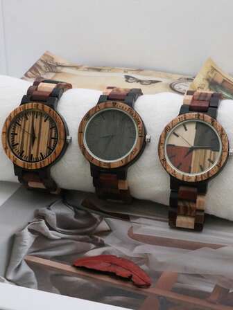 Reloj de madera para hombres, relojes de pulsera de cuarzo de moda para hombres, reloj de madera, regalo de aniversario personalizado para el esposo