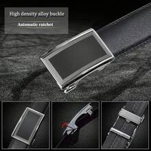 Men's Leather Slide Ratchet Belt Casual With Automatic Dress Pant Shirt Micro Adjustable - Black-kt21 - 查看 2