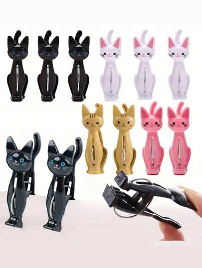 Cute Cat-Shaped Clips, Clothes Clips, Quilt-Drying Clips, Laundry Clips, Multi-Functional Windproof Fasteners, Household Clips.