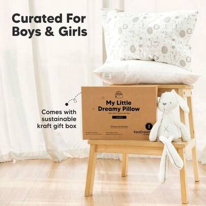 2-Pack Toddler Pillow 33x45 - Soft Organic Cotton Kids Travel Bed Pillows For Sleeping, School, Nap, Machine Was...