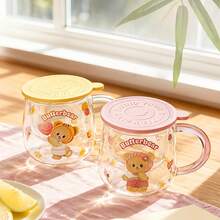 Cốc thủy tinh hình gấu bơ hoạt hình dễ thương có lưới lọc trà tích hợp - Thiết kế vẽ tay, nắp chống bụi, thủy tinh chịu nhiệt dùng để đựng cà phê, trà, đồ uống hàng ngày, lý tưởng cho gia đình, văn phòng, làm quà tặng & những người yêu thích phong cách dễ thương - Nhiều màu - Xem 3