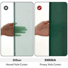 White Privacy Sheer Curtains 84 Inch, Light Filtering 2 Panels Set - Dark Green - View 5