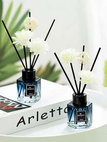 6-Piece Set (1 Fragrance Bottle + 3 Black Fiber Sticks + 2 White Flower Stems) Flameless Home Fragrance Kit, Long-Lasting Scent, Suitable For Bedroom, Bathroom And Living Room, Can Be Used For Aromatherapy, Air Freshening, Diffusing, Gifting And Home Decor - Various Scents - View 2
