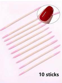 About 100pieces Of Pink Nail Polish Wipe Sticks, Nail Polish Cleaning Sticks, Double-Pointed Eyebrow Tattoo Makeup Tools Wipe Wooden Sticks, 1/2/3/4/5/10/20pack Packaging, Nail Art Supplies, Nail Art Tools, Very Suitable For Nail Art Supplies, Nail Art Tools, Manicure, Back To School Manicure And Press-On Manicure