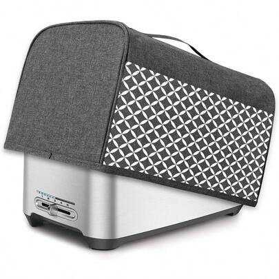ZZXC 4 Slice Toaster Cover With Pockets And Top Handle Nylon Toaster Cover Fits For Most 4 Slice Long Slot Toasters Gray With Grid