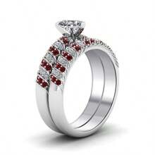 2枚女士订婚戒指，奢华心形新娘套装；或1枚男士订婚戒指，不锈钢经典结婚戒指，周年纪念，生日，派对首饰，情侣戒指