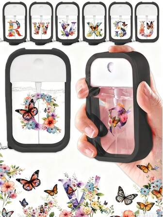 1个50毫升香水瓶，带保护盖，可重复灌装，喷雾器，便携式喷雾瓶，蝴蝶字母图案