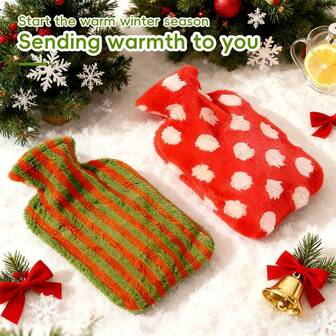 1pc Reusable Water-Filled Hot Water Bottle, Leak-Proof Plush Hot Water Bottle, Thickened Winter Plush Hot Water Bottle, Rubber Water-Filled Hot Water Bottle With Plush Cloth Cover, Soft And Comfortable Covered Hot Water Bottle, And Anti-Scalding Plush Heating Tool In Winter, Thickened Explosion-Proof Hand Warmer, Hot Compress Pack, Winter Use, Back-To-School Supplies, Birthday, New Year, Valentine's Day Gifts