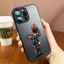 Funda de teléfono mate con diseño de carrera de motocicletas de dibujos animados compatible con Apple 16, 16E, 15, 14, 13, 12, 11 Pro, XR, XS, X, 8, 7, SE Plus, Max, funda dura transparente compatible con iPhone 17 Pro, 17 Pro Max, 17 - SFBLA06 - Ver 5
