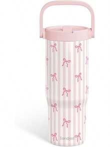 Pink Bow Stainless Steel Straw Lid Tumbler 30oz With Carry Handle For Women Girls, Insulated Travel Coffee Cup, Gift For Sports Outdoor Workout Christmas Birthday - 弓 1 - 查看 8