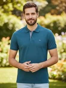 Ogochi Men's Basic Plain Polo Shirt With Logo, No Pocket, Original - Legion Blue - View 10