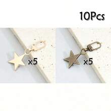 2/5/10个装多功能星形扣眼，可拆卸半自动拉链头，适用于更换包袋、夹克、服装、鞋靴上的拉链，以及作为高端吊坠扣环配件。 - 彩色 - 查看 25