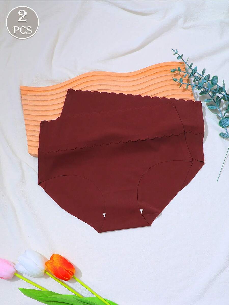 Bộ 2 quần lót không đường may dành cho nữ, đồ lót gợi cảm. - Màu Đỏ Sâu - Xem 1